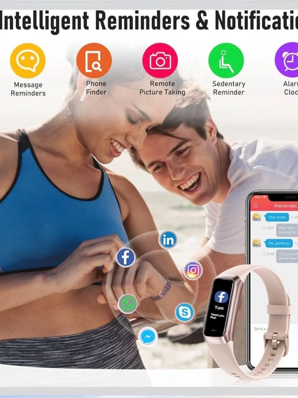 NIB Zeacool Pink Fitness Tracker Smartwatch